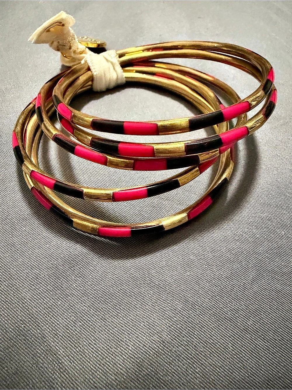 BuDhaGirl Veda X Bangles - Set of 6 Pink & Gold